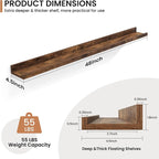 Fun Memories Picture Ledge Shelves Set of 2, 48 Inch Rustic Wall Mounted - Image 2