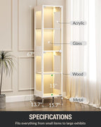 Glass Display Cabinet, 4-Tier Curio Cabinet, Adjustable Shelves, 000 Color - Image 6