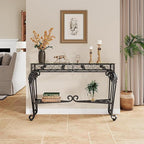 HavenlyYouth Console Table 47.2", Tempered Glass Sofa Tables, Vintage Entryway - Image 2