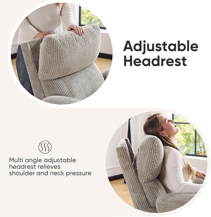 Swivel Rocker Recliner with Adjustable Armrests, Rocking Nursery Chair with - Image 8