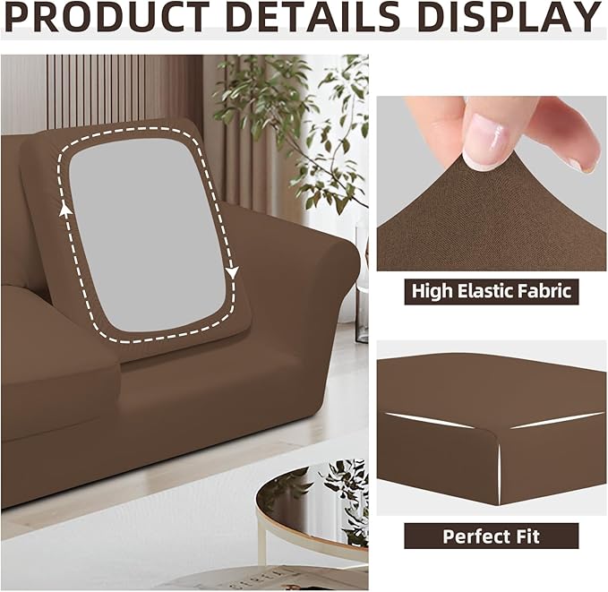 Easy-Going 5 Pieces Stretch Loveseat Cover Washable Loveseat Slipcover Set - Image 6