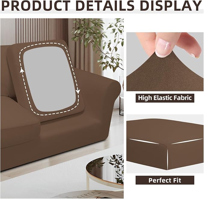 Easy-Going 7 Pieces Stretch Couch Cover Washable Sofa Cover Set - Image 6