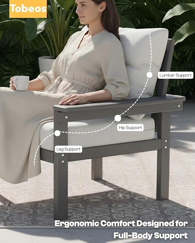HDPE 3 Piece Patio Furniture Set, All-Weather Outdoor Couch Set - Image 3
