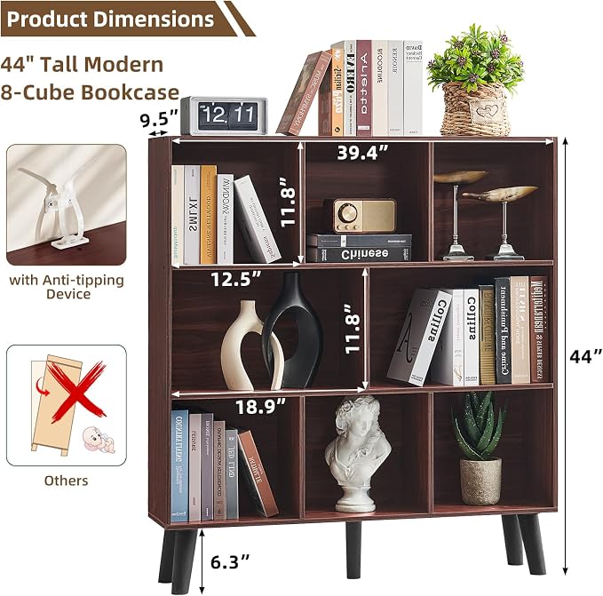LEYAOYAO 8 Cube Bookshelf 3-Tier Bookcase - Image 2
