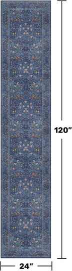 Non Slip 2x10 Dark Blue Hallway Runner - 10ft Long Runner Rugs - Image 2