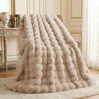 L'AGRATY Faux Rabbit Fur Throw Blanket by LAGRATY