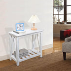 Farmhouse Narrow End Table Wooden Rustic White Side Tables - Image 4