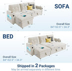 GarveeHome 84 Inch Sleeper Sofa Couch, L-Shaped Couches, Convertible Pull Out - Image 2