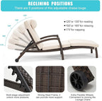 HOMREST Chaise Lounge Chairs Set of 6, PE Rattan Wicker Lounge Chair - Image 4