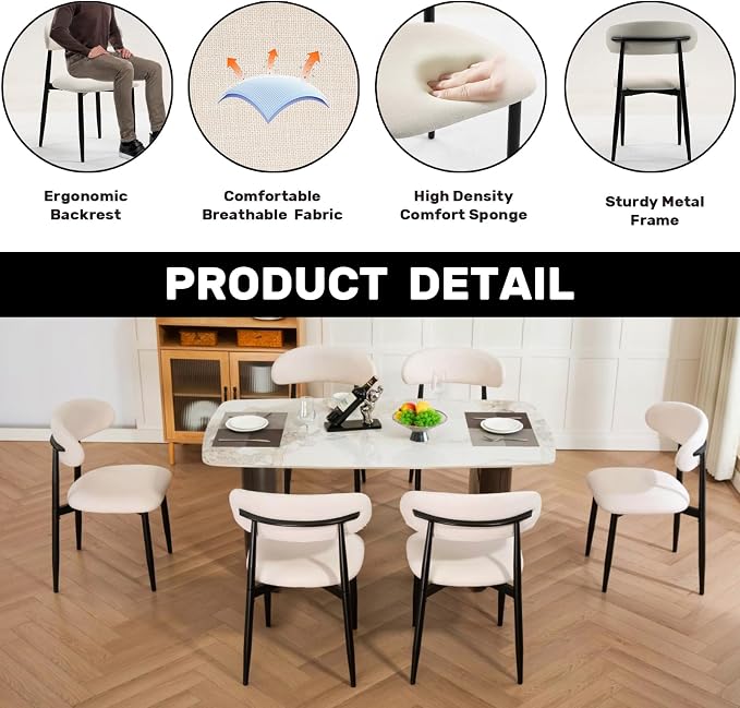 UVV Dining Chairs Set of 8, Metal Kitchen Chairs - Image 7