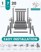 SERWALL Outdoor Rocking Chair, HDPE Rocking Chair - Image 7