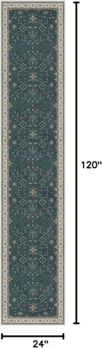 Vintage Dark Green 2x10 Hallway Runner Rug - Image 2
