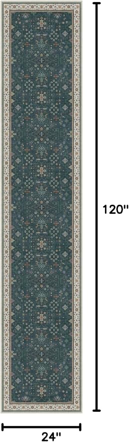 Vintage Dark Green 2x10 Hallway Runner Rug - Image 2