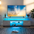 Cubehom Grey TV Stand, LED TV Stand Modern Entertainment Center - Image 3
