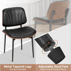 REONEY Dining Chairs Set of 6, Mid-Century Modern Upholstered PU Leather Chairs - Image 7