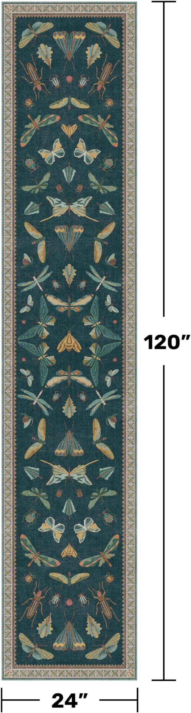 2x10 Hallway Runner Rug, Washable Foldable Green Boho Carpet - Image 2