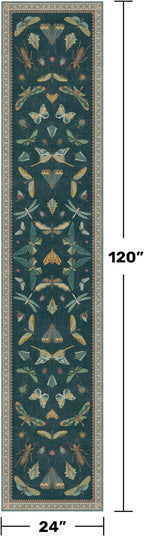 2x10 Hallway Runner Rug, Washable Foldable Green Boho Carpet - Image 2