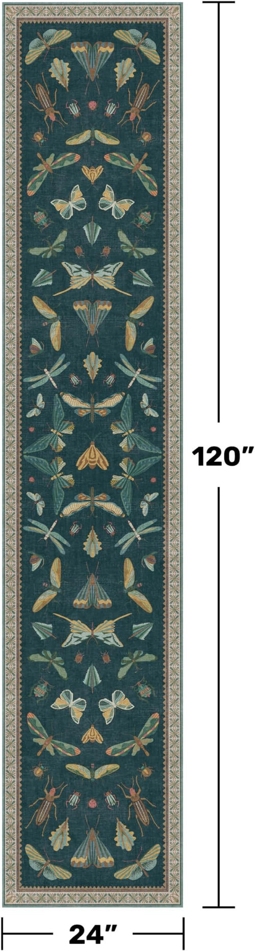 2x10 Hallway Runner Rug, Washable Foldable Green Boho Carpet - Image 2