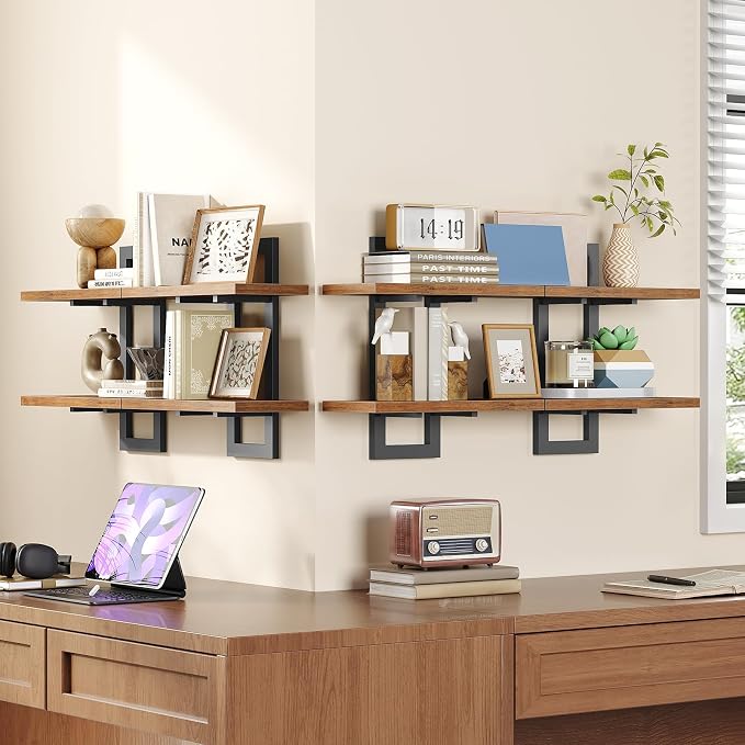 HOOBRO Floating Shelves, 15 Inch Wall Shelf Set of 4, Wall Mounted Storage - Image 5
