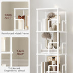MAHANCRIS 5-Tier Rotating Bookshelf, Freestanding Corner Bookshelf, 360° - Image 8