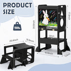 Woodure 4 in-1 Toddler Kitchen Step Stool, Foldable Learning Standing Tower - Image 6