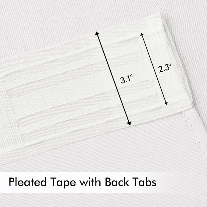 MIULEE Pure White Back Tab Blackout Curtains 52x90 Inch Long 2 Panels Set | Rod - Image 4