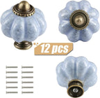 Blue Crackle Pumpkin Knobs 12 Pack Ceramic Cabinet Knobs Vintage Drawer Pulls - Image 2