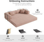 79in Convertible Sofa Bed, Corduroy Boneless Couch Bed, Futon Sleeper Sofa Pull - Image 5