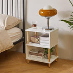 Aibiju White Night Stand with Open Storage Shelf, Wood Nightstand S Shape - Image 5