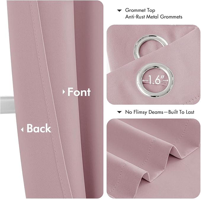 MIULEE Blackout Curtains for Bedroom 2 Panels 40 x 72 Inch Long Blush Pink | - Image 4