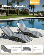 Folding HDPE Pool Lounge Chairs Set of 4, Pre-Assembled Outdoor Chaise Lounge - Image 4