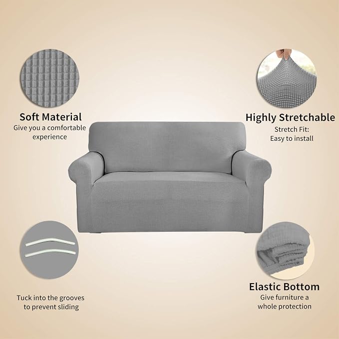 Easy-Going Stretch 4 Seater Oversized Sofa Couch Cover Light Gray | 1-Piece - Image 4