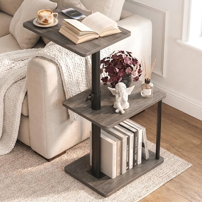 Faesun Swivel Side Table for Couch Arm, Height Adjustable C Table for Recliner by Faesun