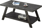 Contemporary Wood Coffee Table 48 in, Charcoal Living Room Table - Image 7