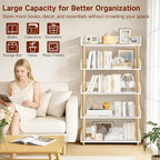 5-Tier Wooden Bookshelf, Modern Open Bookcase - Image 5