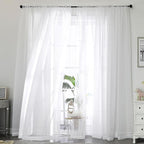 White Sheer Curtains 120 Inches Long 2 Panels Set, Airy Lightweight Sheer White by OWENIE