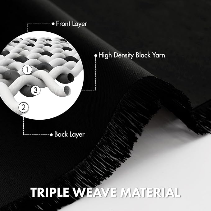 MIULEE 4-Panel 36 Inch Blackout Kitchen Tier Curtains Over Sink Black | Privacy - Image 3