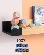 Harwaya Black Floating Nursery Wall Book Shelves Set of 4, Scalloped Shelves - Image 7