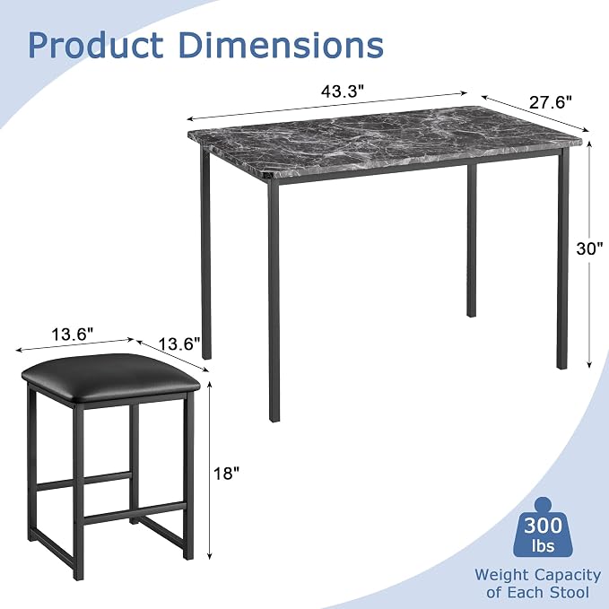 VECELO Kitchen Table and Chairs - Image 2