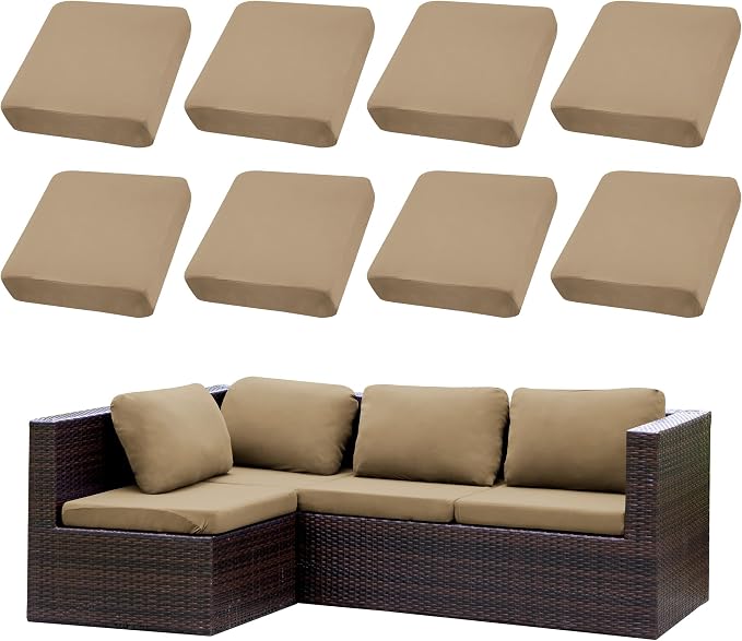 8PCS Patio Cushion Covers.Patio Furniture Couch SeatSlipcovers | Washable by SUKAIKEQA