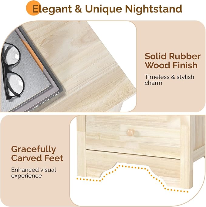 Bonnlo Solid Wood Nightstand Unfinished - Image 8