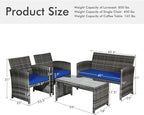 Goplus 4-Piece Rattan Patio Furniture Set, Outdoor Wicker Conversation Sofa - Image 7