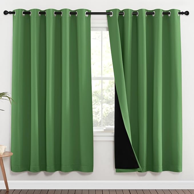 NICETOWN Full Shade Curtain Panels, 70 x 72 inch, Forest Green, Pair of Energy by NICETOWN