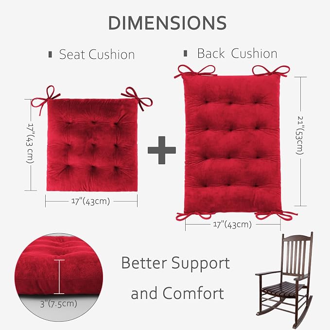 ELFJOY Rocking Chair Cushion Large Rocking Chair Pads - Image 2