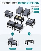 SERWALL HDPE Outdoor Furniture Set, 7 Piece All Weather Wood-Like Outdoor Sofa - Image 2