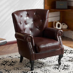 Modern Faux Leather Accent Chair, Upholstered Mid-Century Armchair - Image 2