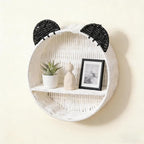 Panda Nursery Decor Wall Shelf, Handwoven Wicker Nursery Shelves - Image 2