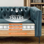 HULALA HOME 84" W Faux Leather Sofa, Mid Century Modern Couch - Image 5