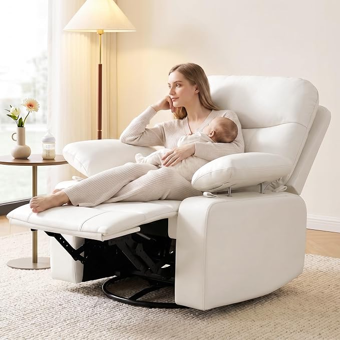 Nursery Glider Recliner with Adjustable Armrests, Oversized Comfortable Nursing by AILEEKISS