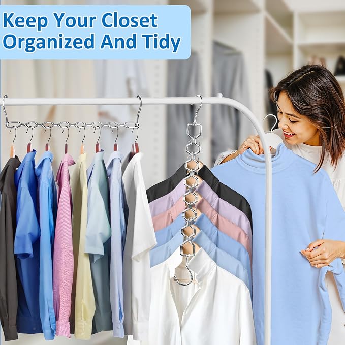 Space Saving Hangers for Clothes 6 Pack, Sturdy Metal Hangers Heavy Duty Magic - Image 6